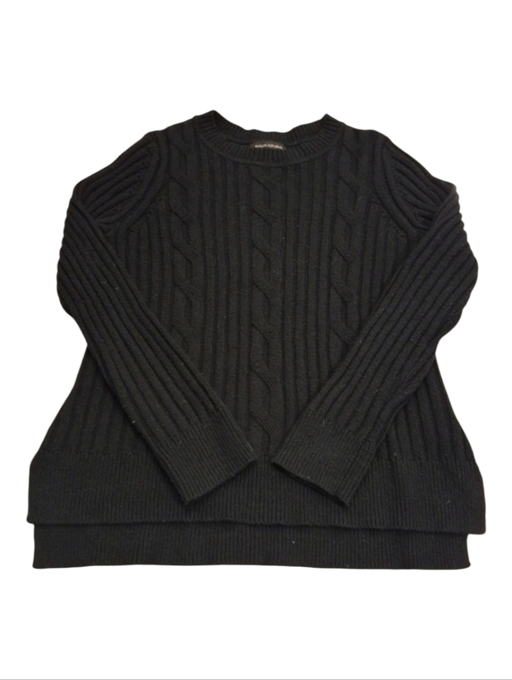 ✨2/$25 Banana Republic Crew Cable knit Black Women's sweater Relaxed Loose - Picture 1 of 7